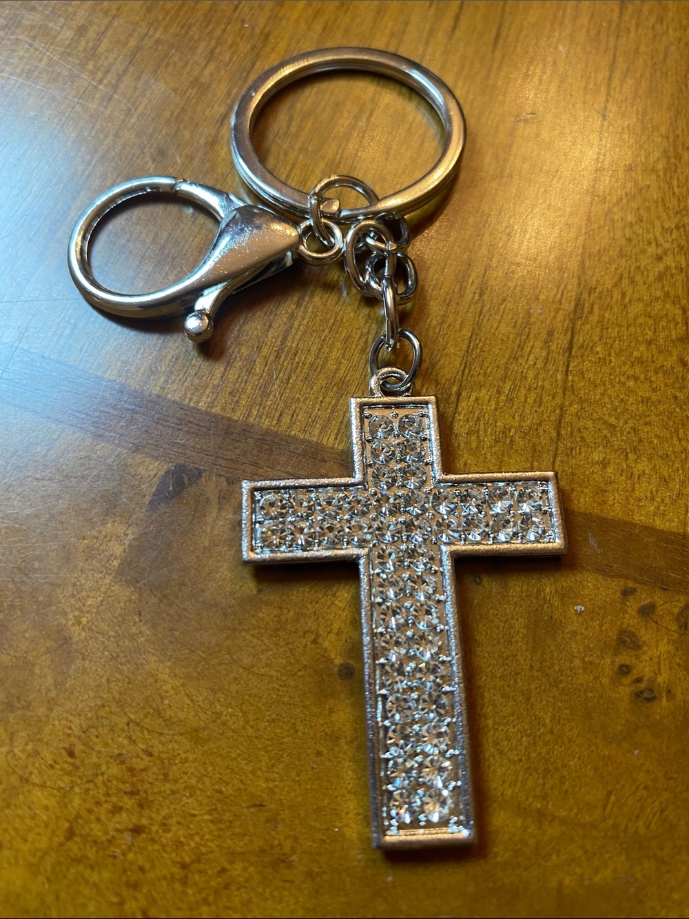 Pomina Silver Crystal Cross Keychain - Women's Key & Card Holder Accessory